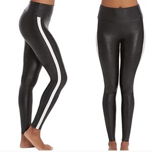 Spanx Faux Leather Side Stripe Leggings